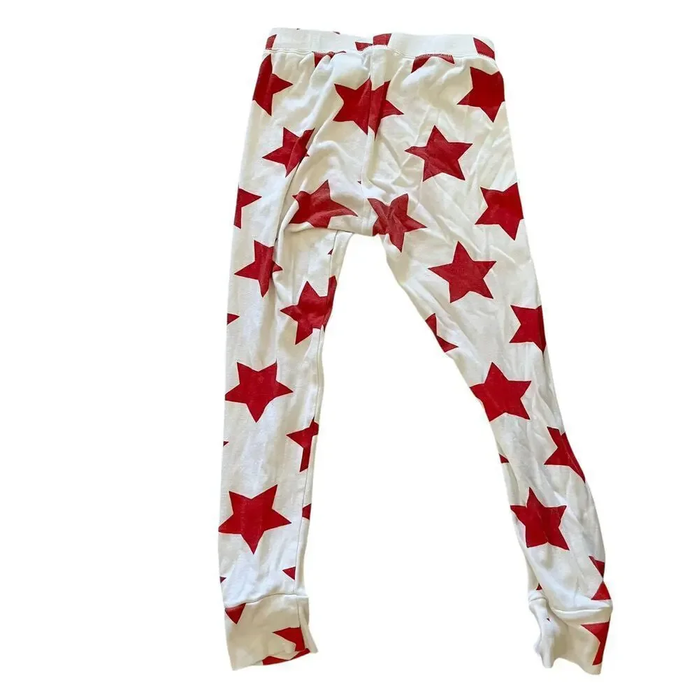 Gap Kids Red Star Two-Piece White Cotton Unisex Pajamas Youth Size 10